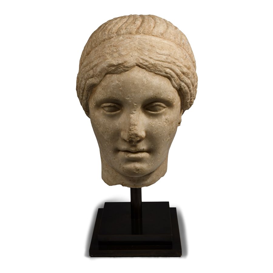Larger Than Life-Size Hellenistic Style Female Marble Head