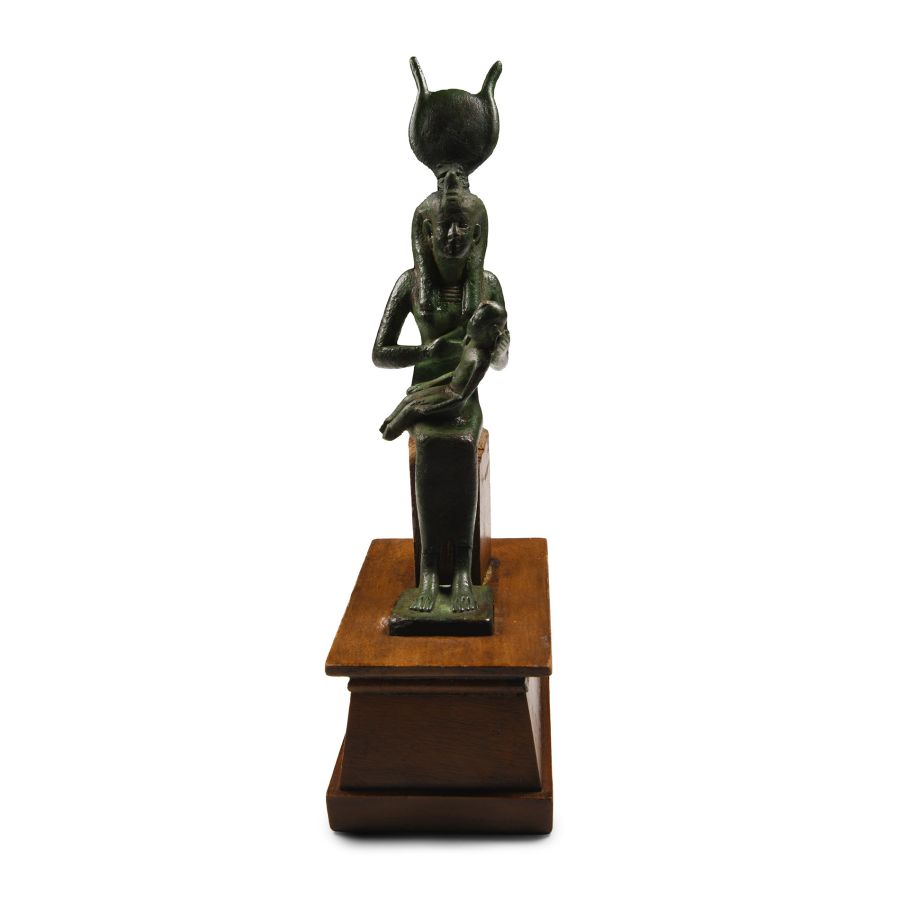Egyptian Bronze Statuette of Isis in Lactans Pose