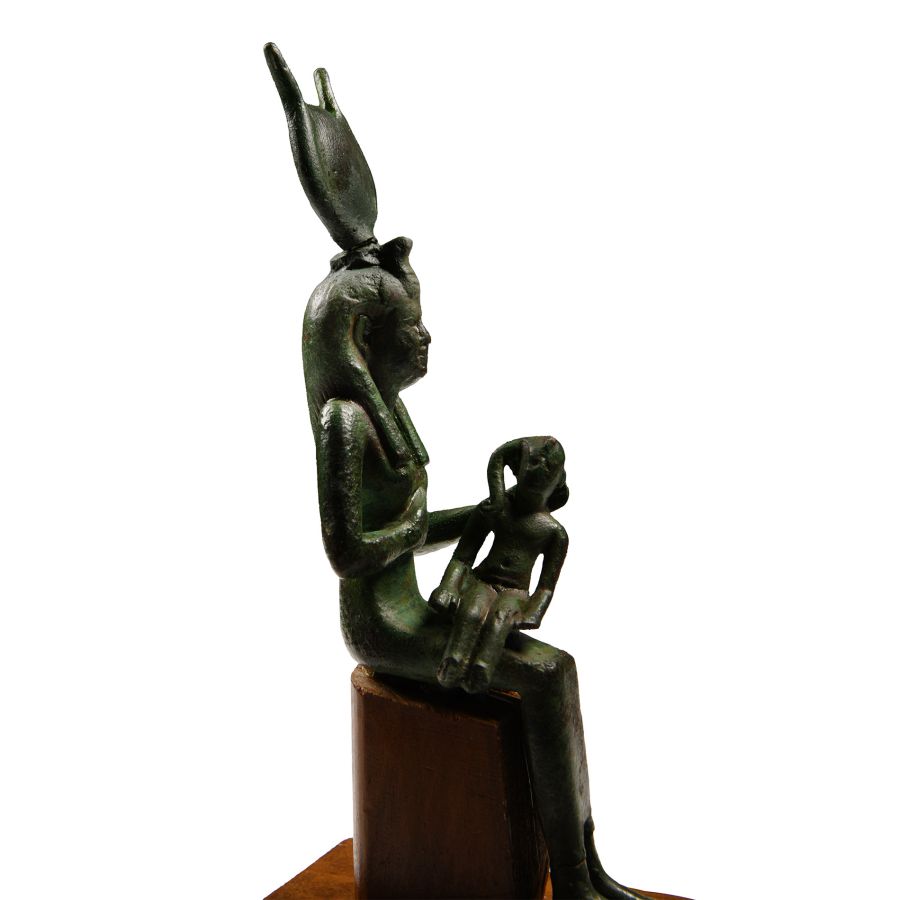 Egyptian Bronze Statuette of Isis in Lactans Pose