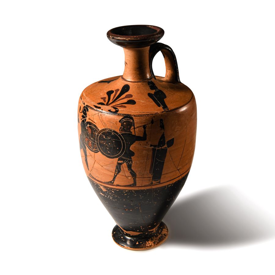 Greek Attic Black-Figure Lekythos with Fighting Hoplites