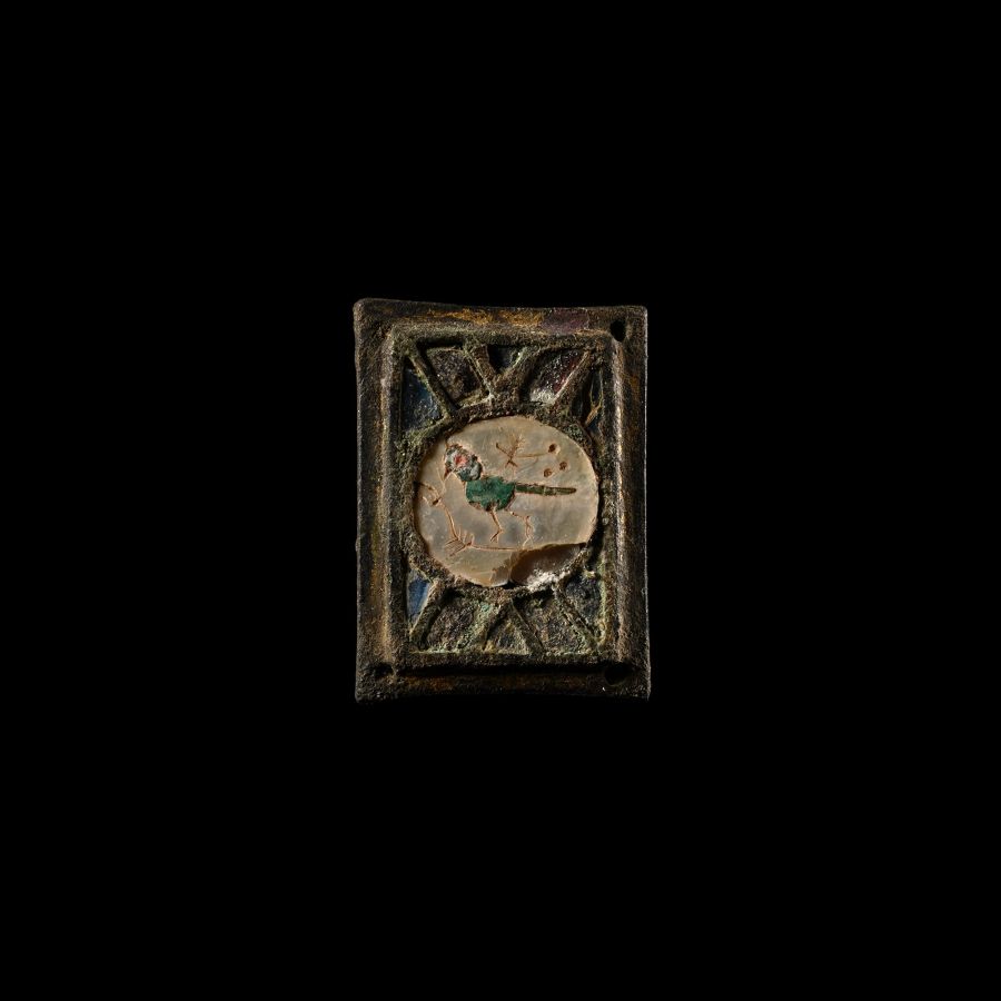 Byzantine Bronze Plaque with Bird Inlay