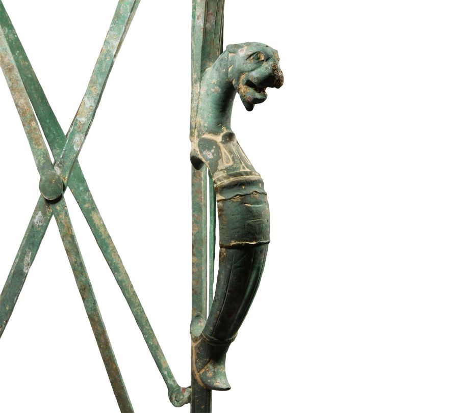 Roman Bronze Folding Tripod with Bacchus Busts and Panther