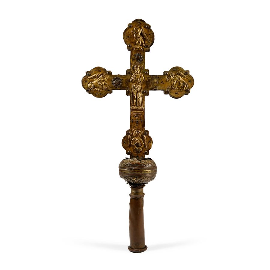 Medieval Gilt Bronze Processional Cross