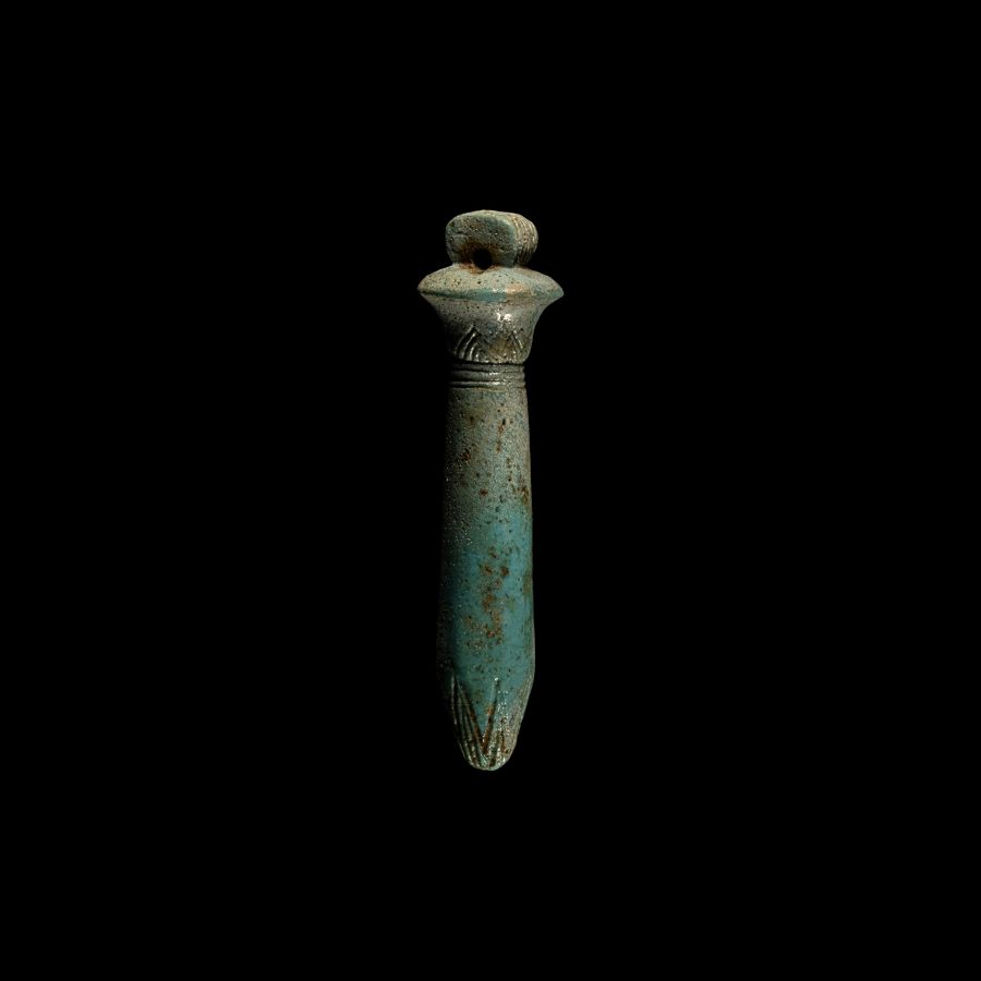 Egyptian Faience Papyrus Stalk Amulet