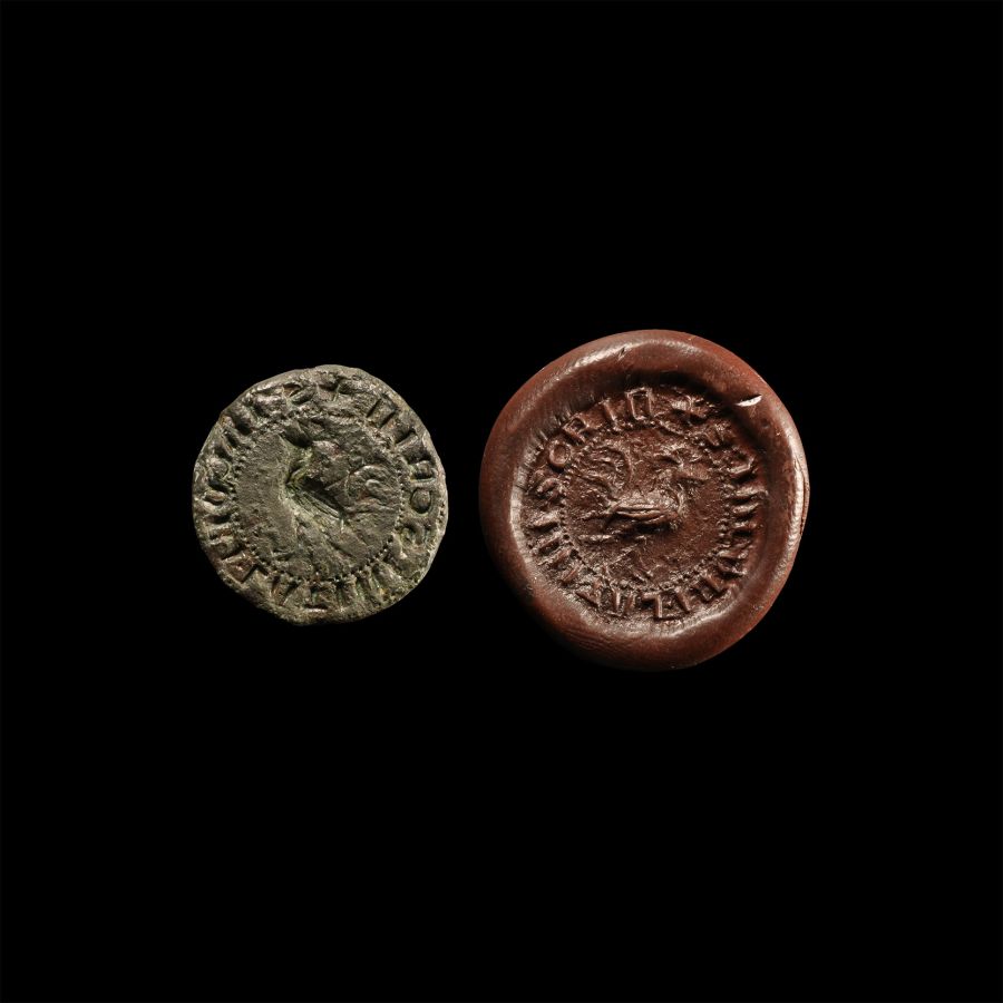 Medieval 'The Rodings' Bronze Seal Matrix with Cockerel