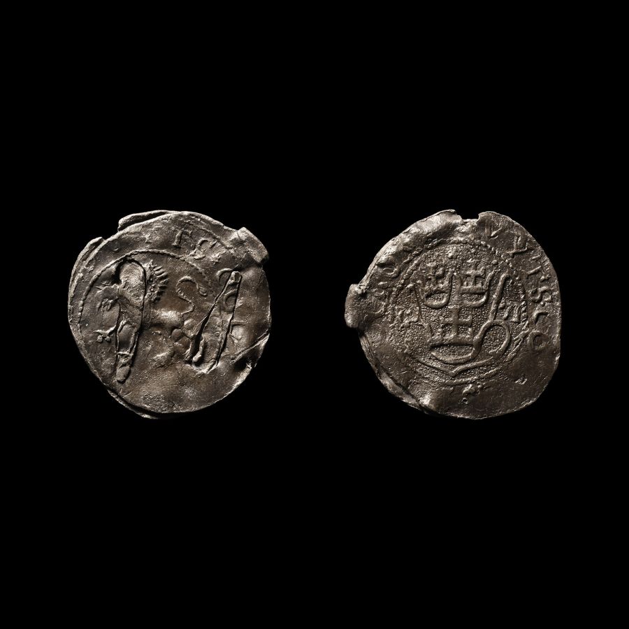 Large Medieval 'Thames' Pewter Double Tax Seal with Lion and Three Crowns