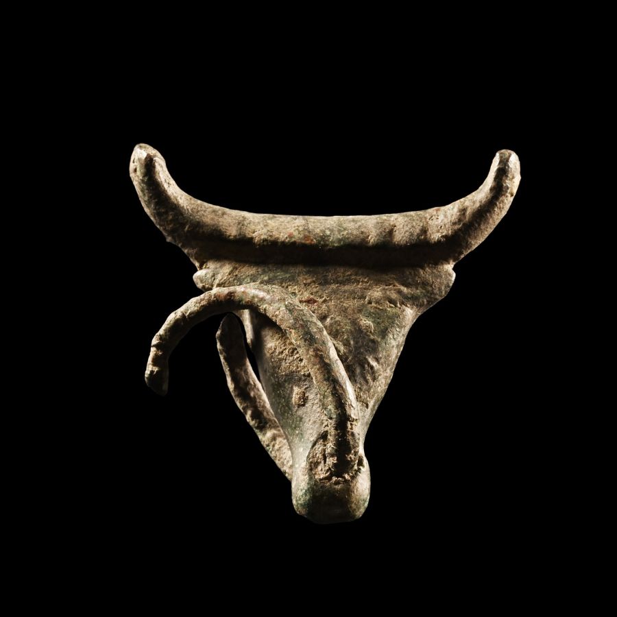 Celtic Bronze Bull's Head Bowl Mount