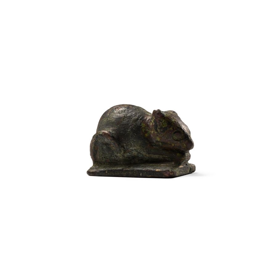 Roman Bronze Nibbling Mouse Statuette