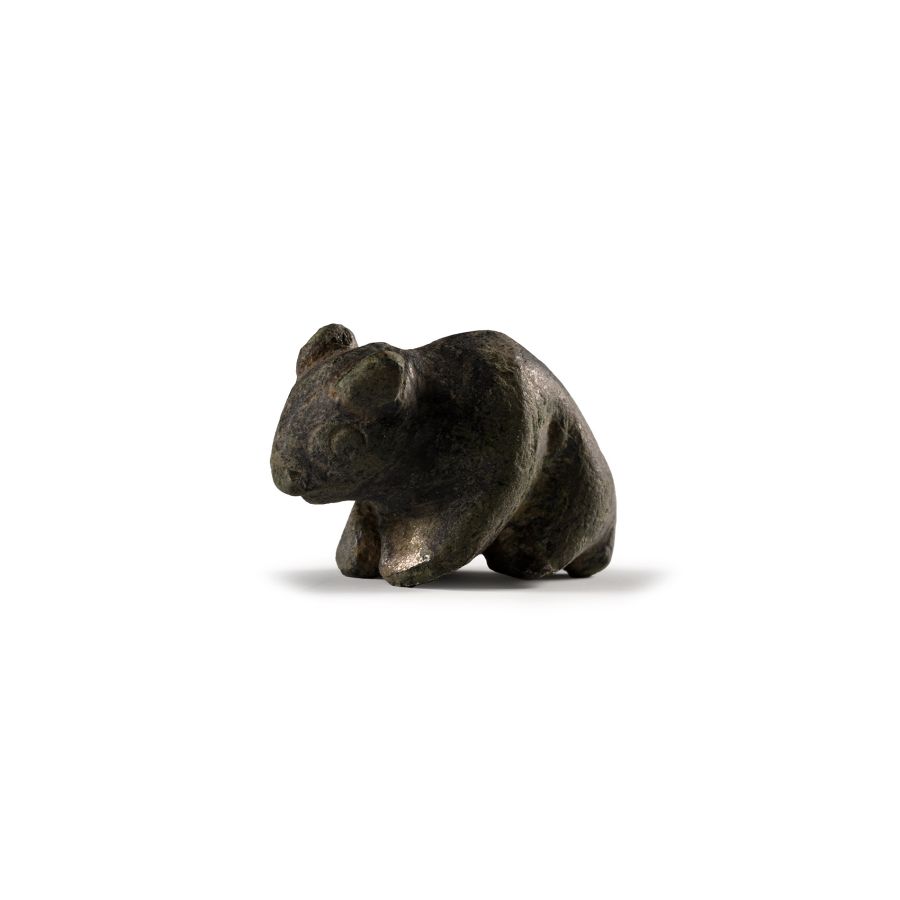 Roman Bronze Nibbling Mouse Statuette