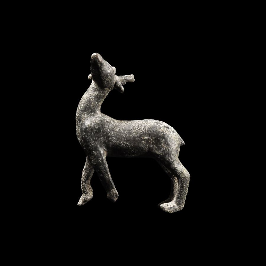 Roman Bronze Standing Deer Statuette