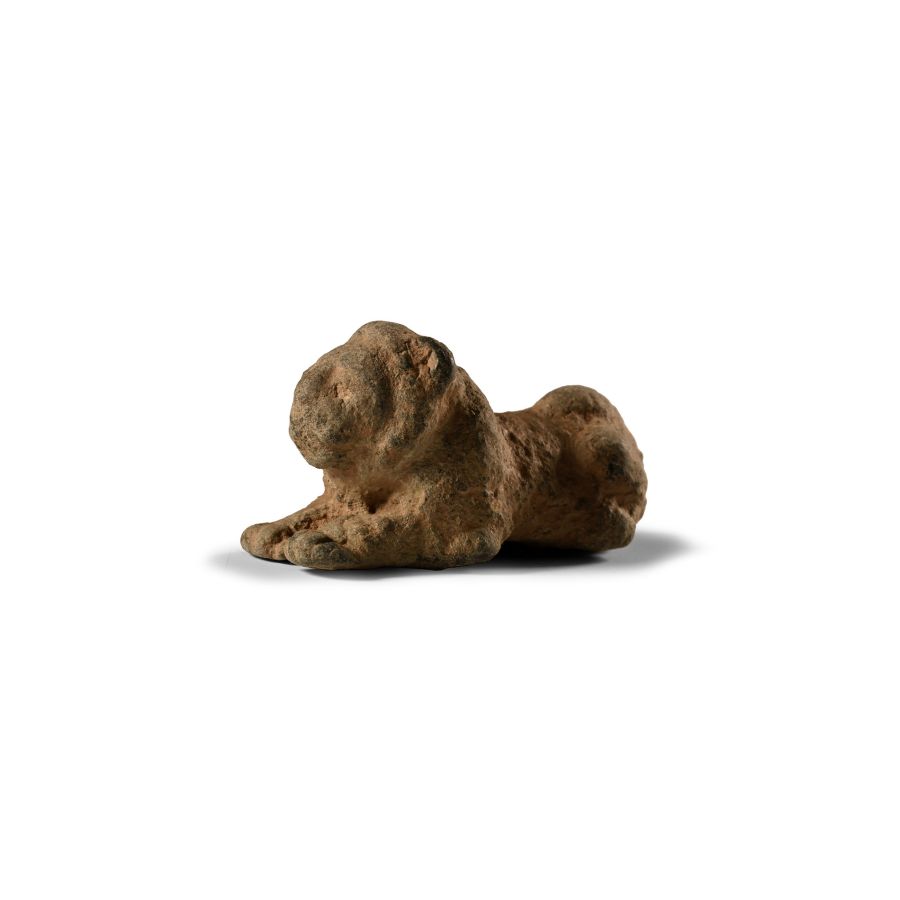 Roman Bronze Prone Lion Statuette