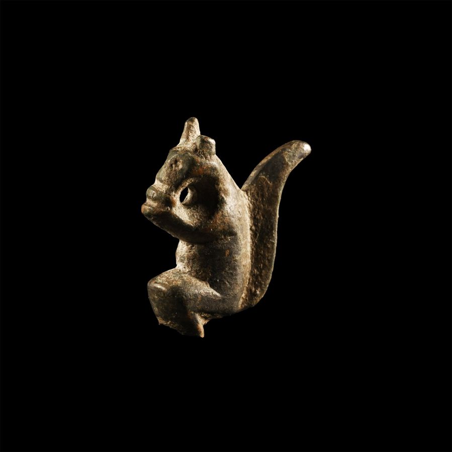 Roman Bronze Sitting Squirrel Statuette