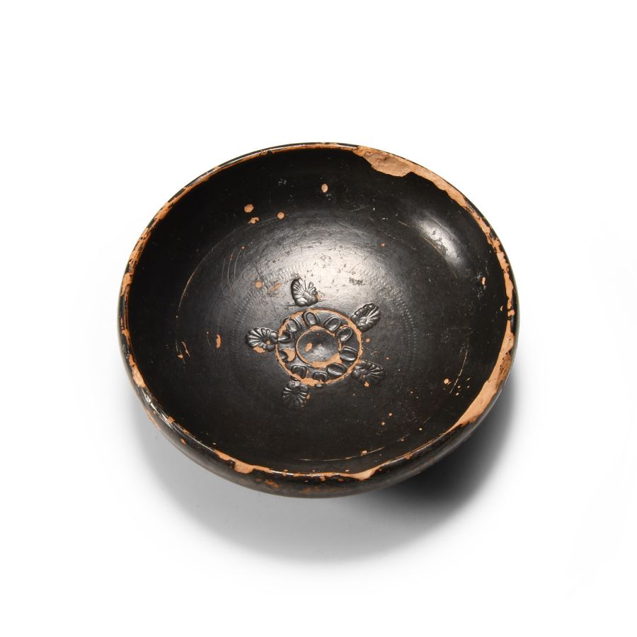Greek Black-Ware Dish with Shell Decoration