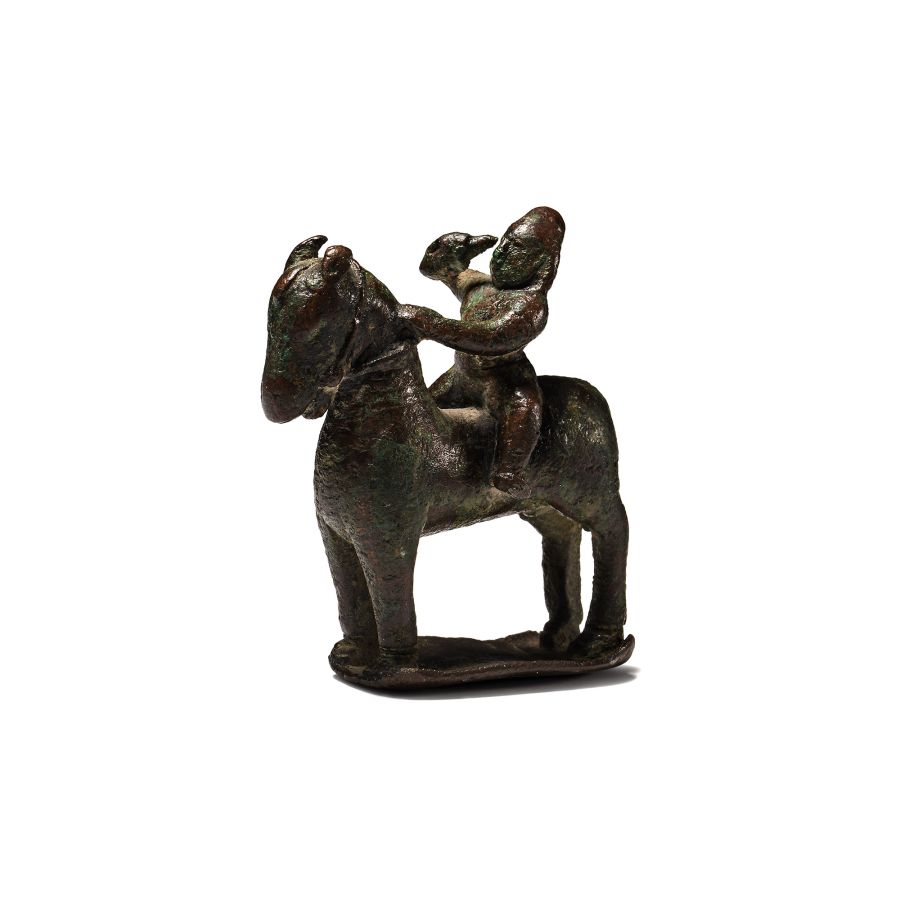 Ancient Indian Bronze Horse and Rider Figure