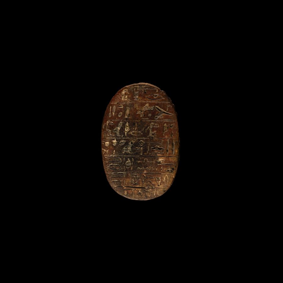 Large Egyptian Heart Scarab with Hieroglyphic Inscription