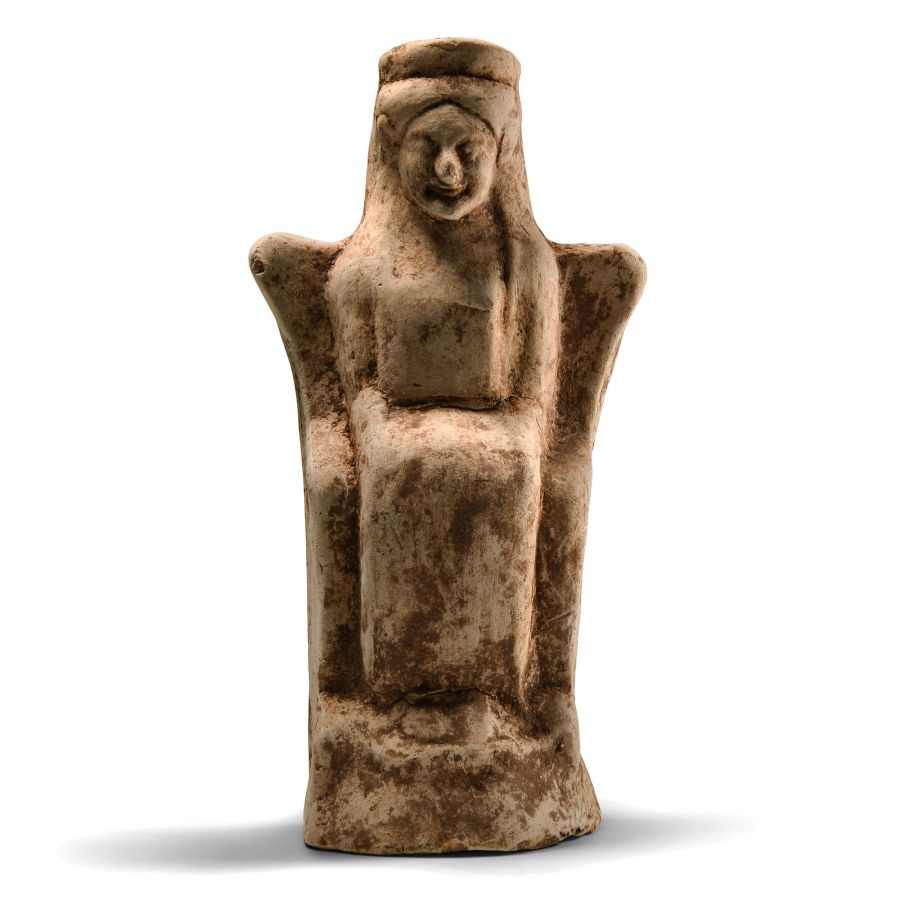 Archaic Greek Terracotta Seated Goddess