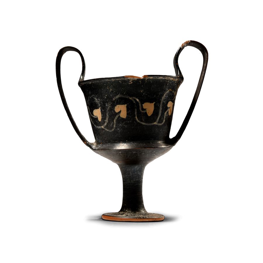 South Italian Blackware Kantharos with Ivy Branch
