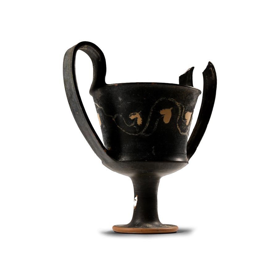 South Italian Blackware Kantharos with Ivy Branch