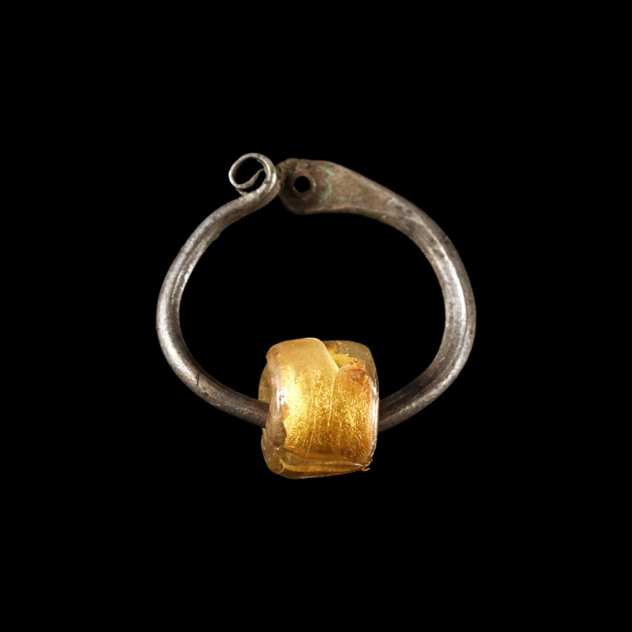 Viking Age Silver Earring with Bead