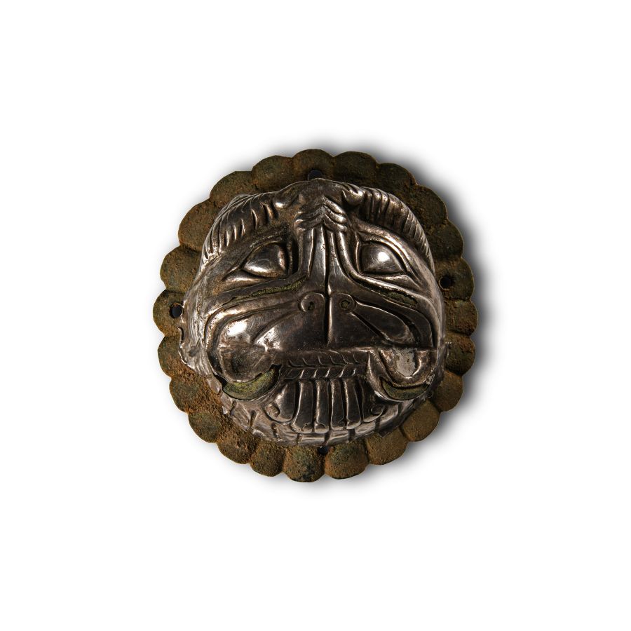 Pre-Achaemenid Bronze Lion Terminal with Silver Cladding