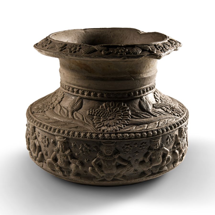Chandraketugarh Ceramic Vessel with Seated Gods