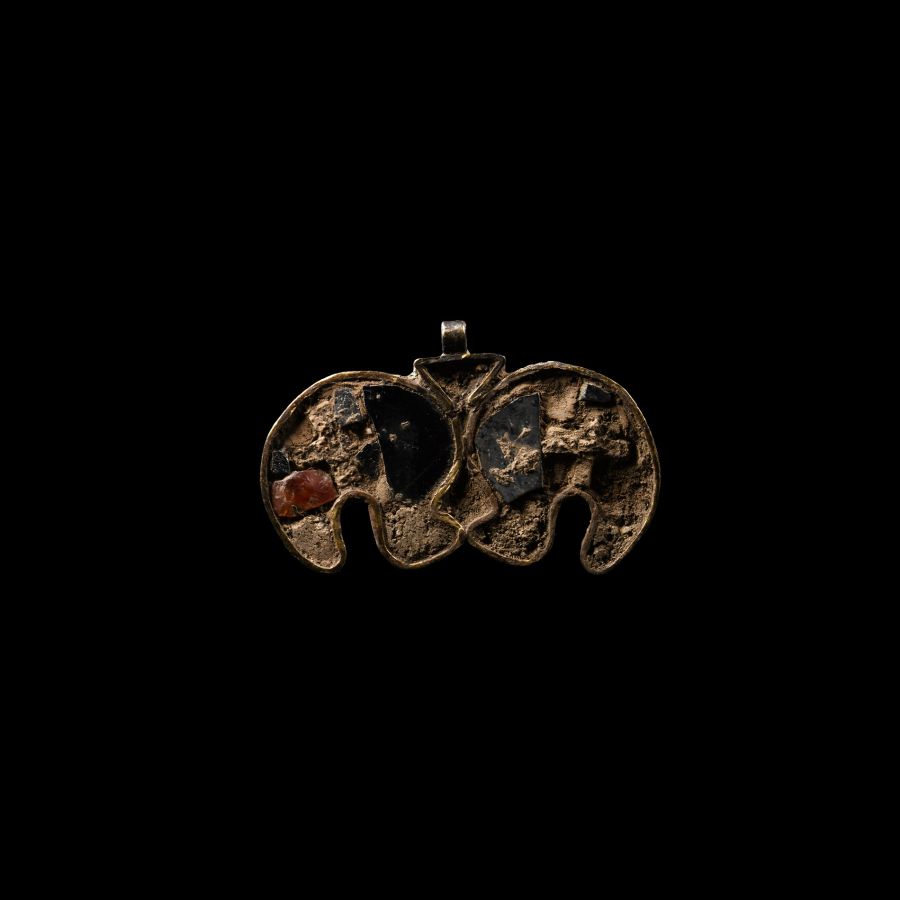Elamite Silver Bird Pendant with Inlays
