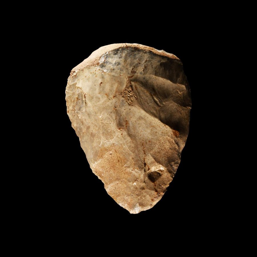 Superb Stone Age French Cream Flint Amygdaloid Handaxe