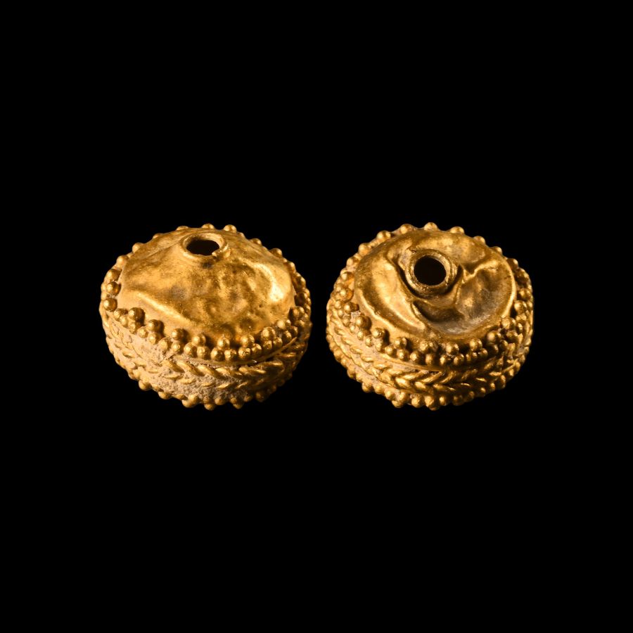 Greek Gold Bead Pair