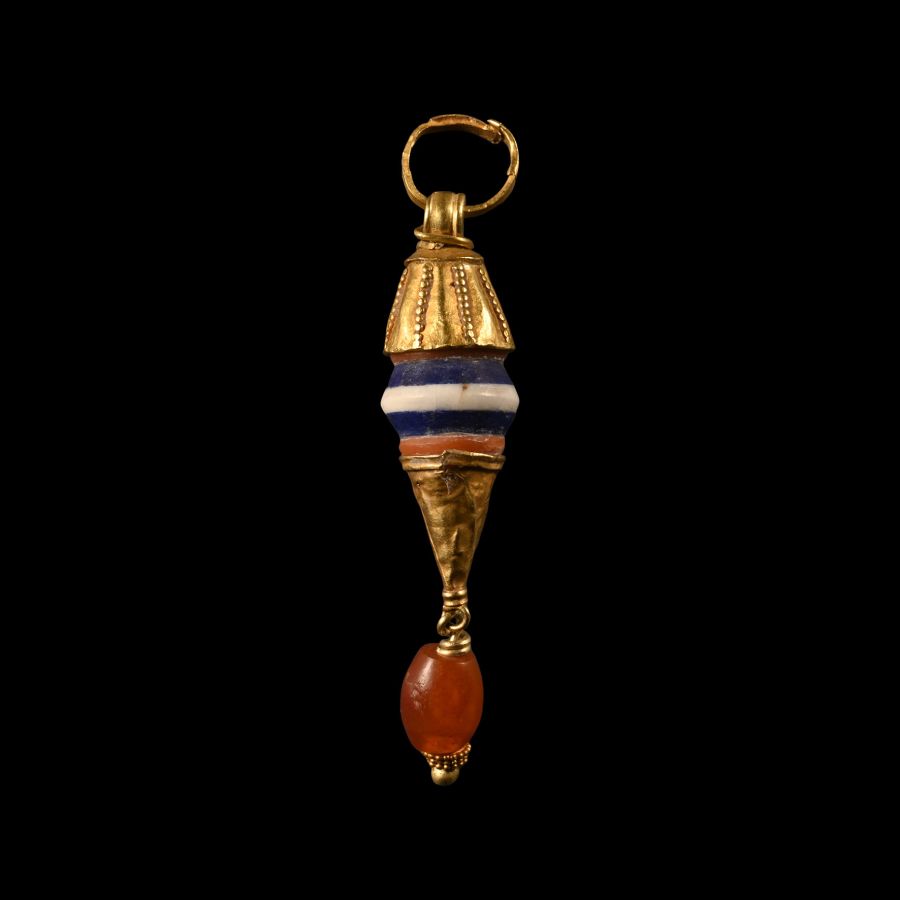Greek Gold and Bead Pendant