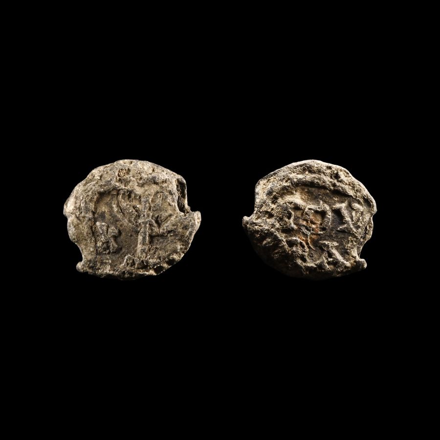 Large Jewish Lead Sealing with Menorah