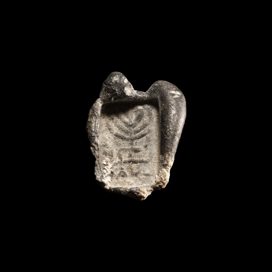 Large Jewish Lead Sealing with Menorah
