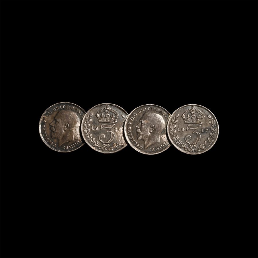 George V Silver Coin Pin Brooch