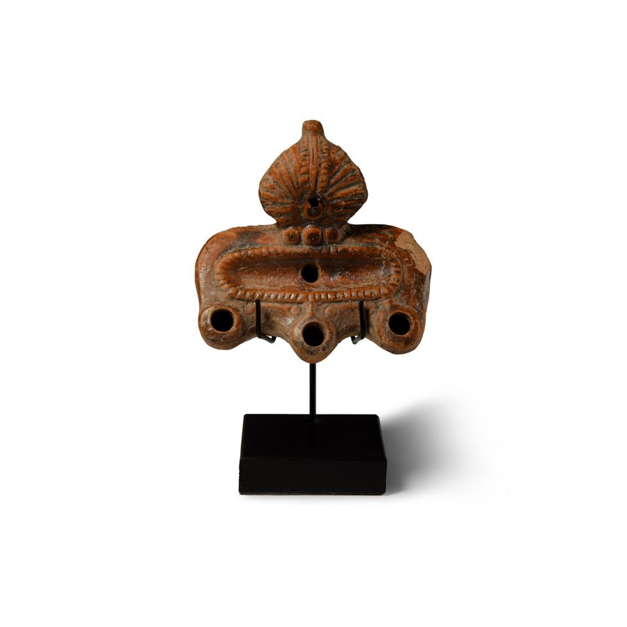 Roman Terracotta Triple-Spouted Lamp