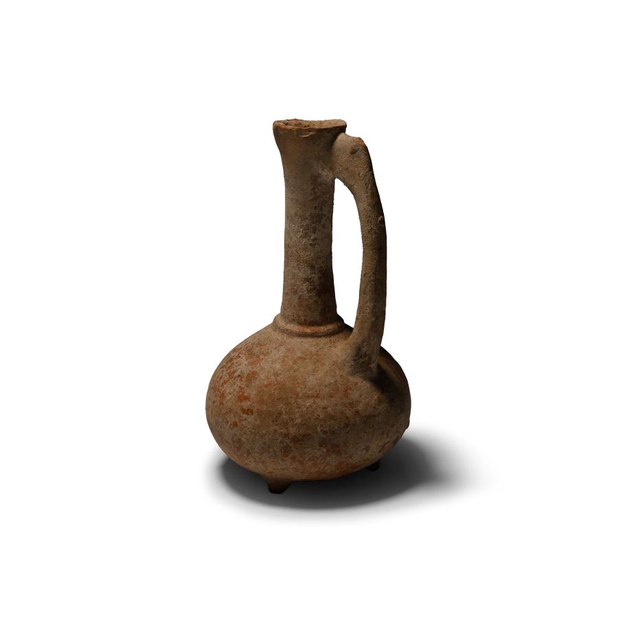 Amlash Terracotta Flagon with Animal Head Handle