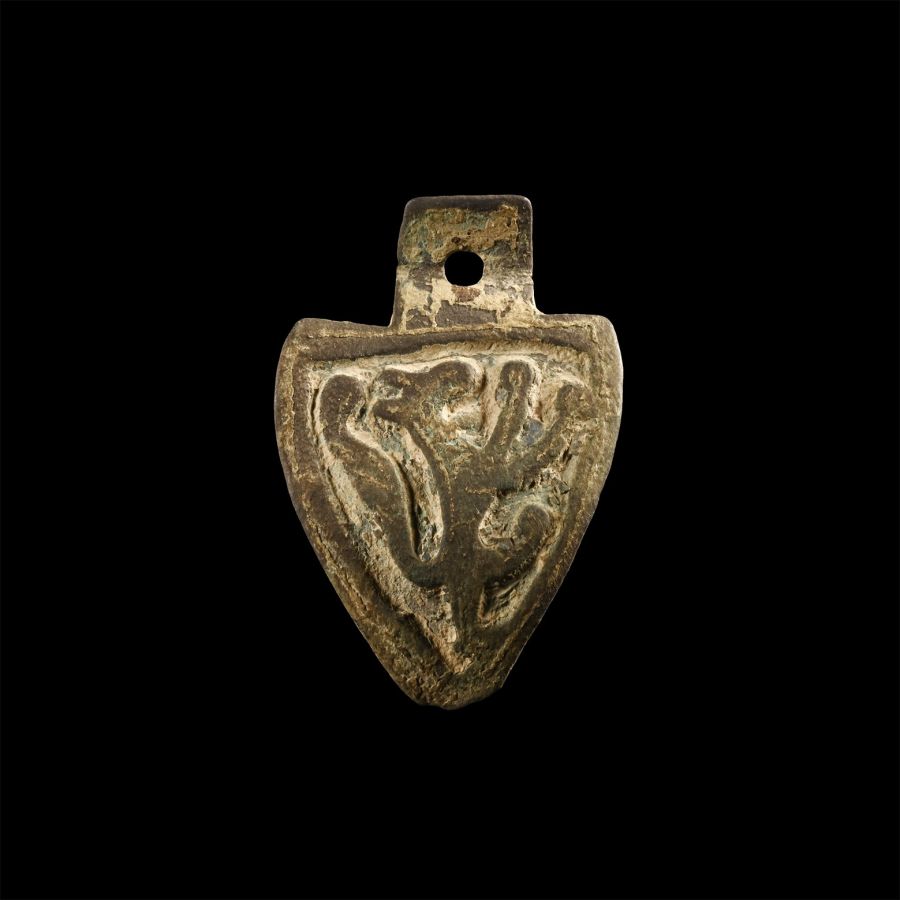 Medieval Knight's Bronze Heraldic Horse Harness Badge with Rampant Lion