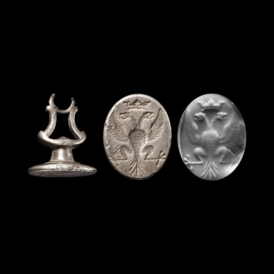 Georgian Silver Seal Matrix with Double-Headed Eagle
