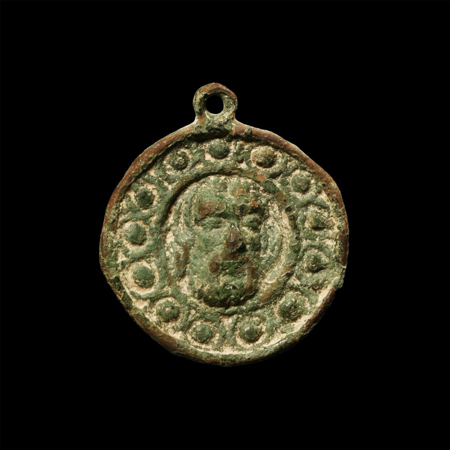Medieval Bronze Badge with Head of Saint John the Baptist
