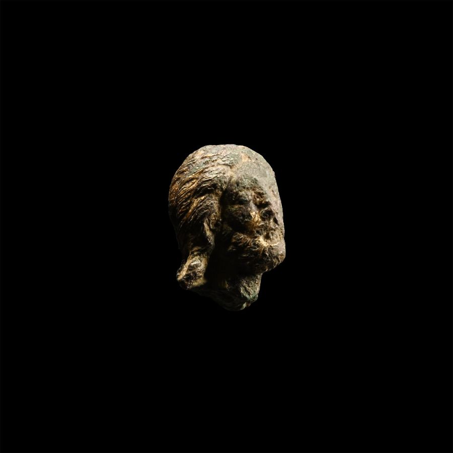 Medieval Gilded Bronze Head of Christ