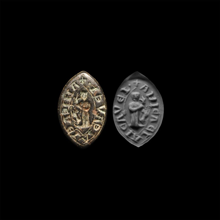 Medieval Bronze Vesica-Shaped Seal Matrix