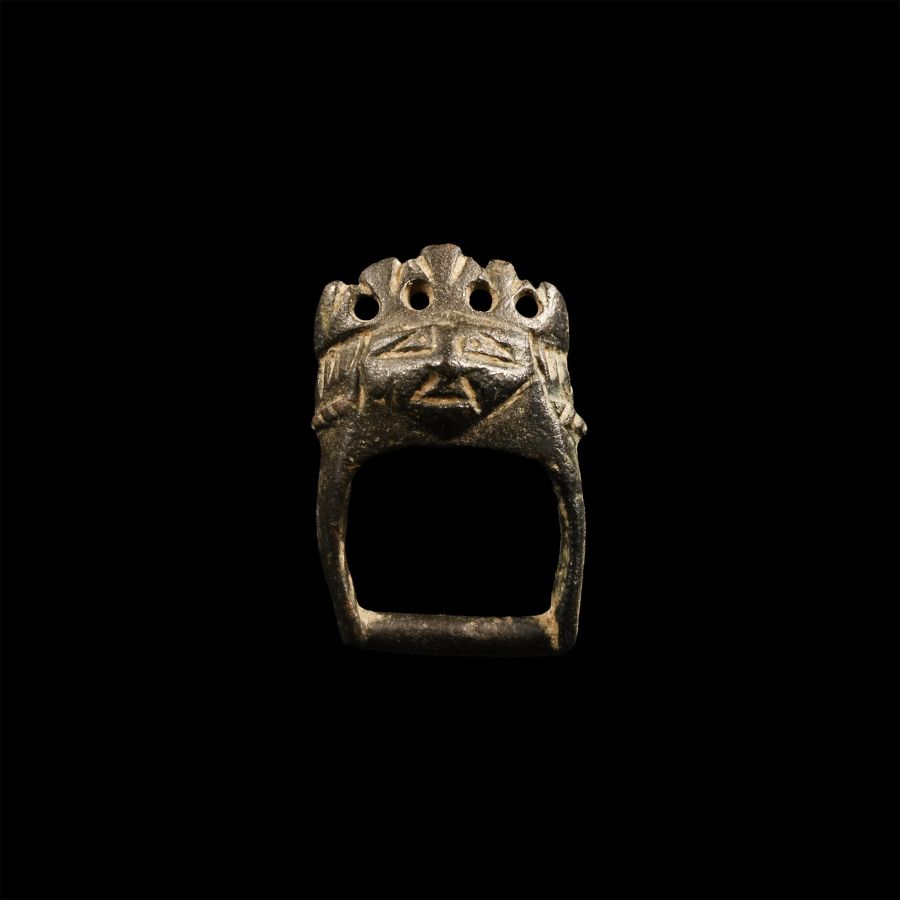 Medieval Bronze Buckle with Crowned Bust