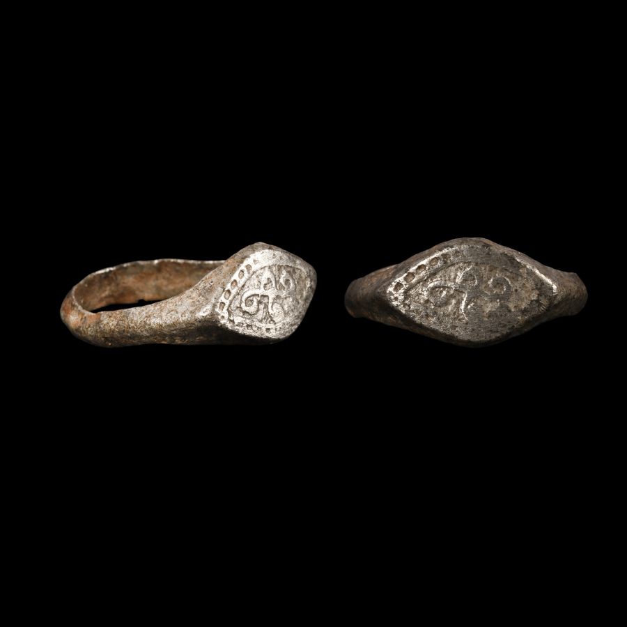 Viking Age Base Silver Ring with Scroll Cross