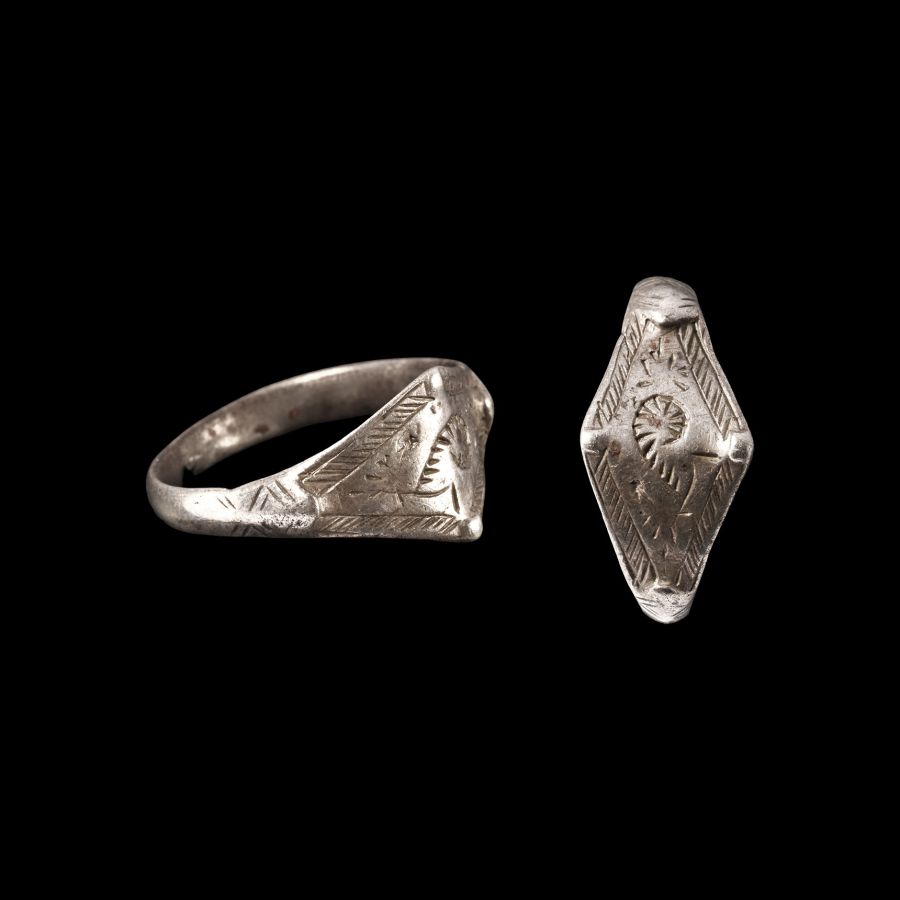 Viking Age Silver Ring with Scroll Motif