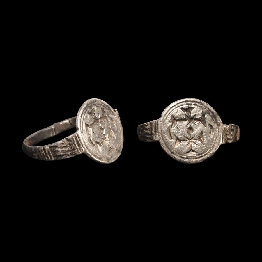 Medieval Silver Ring with Crosses