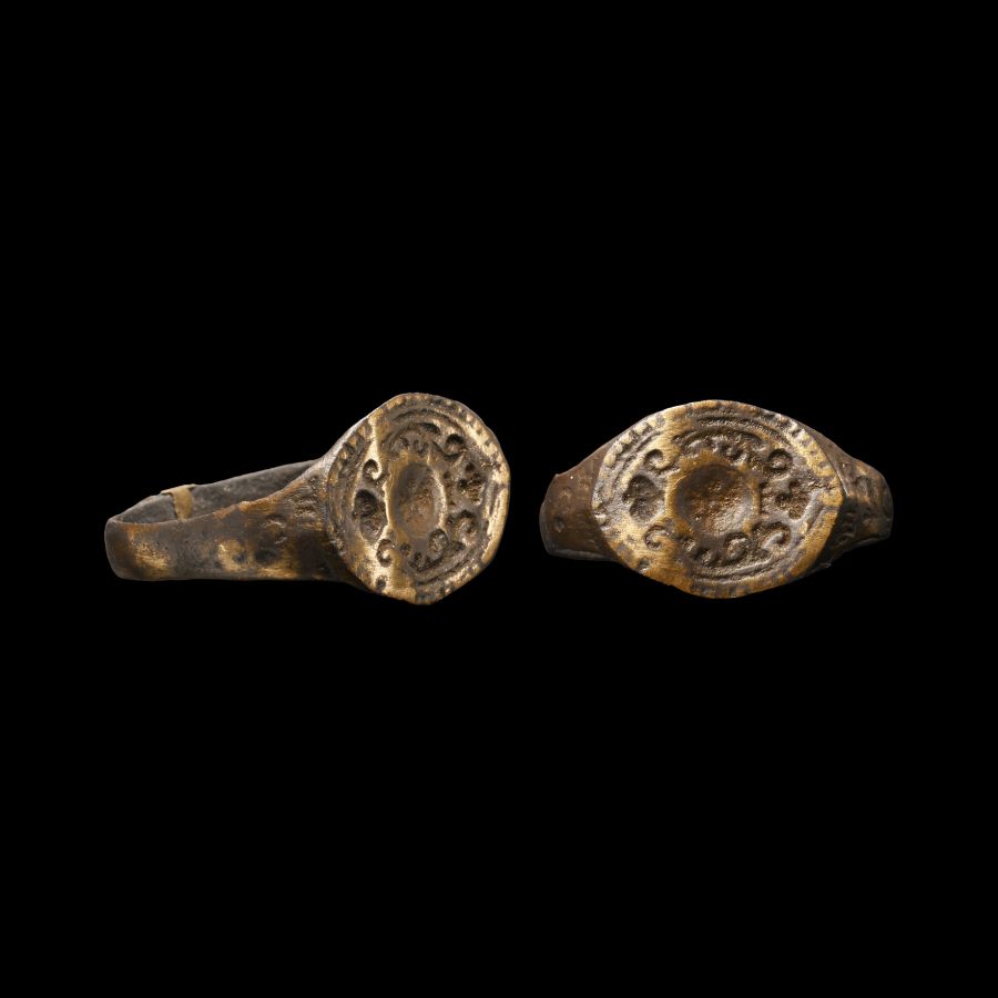 Post Medieval Bronze Ring with Floral Motif