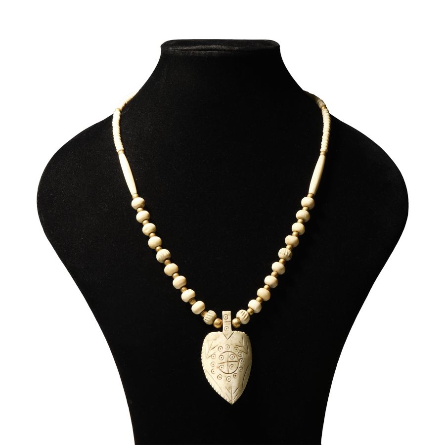 Indian Bone Bead Necklace with Pendant