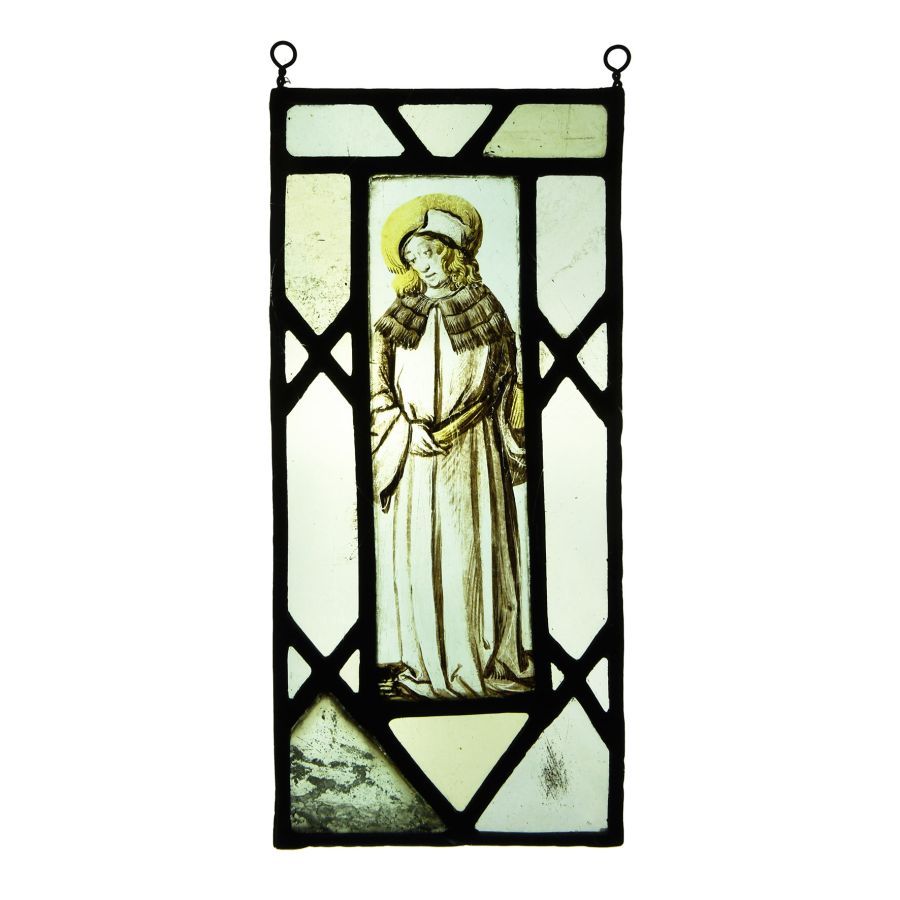 Medieval Stained Glass Panel with Nobleman