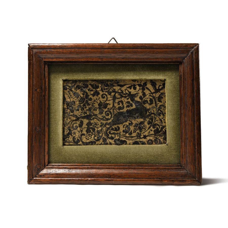 Medieval Reverse Glass Painting of a Stag