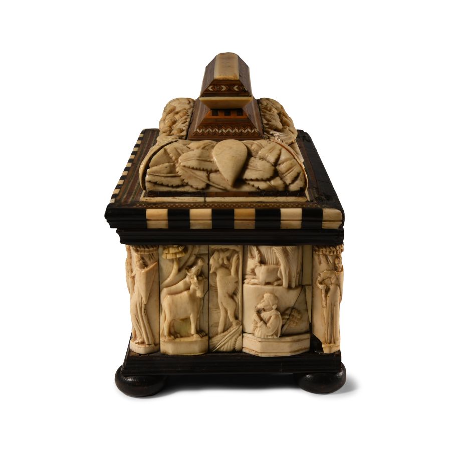 Medieval Carved and Bone-Inlaid Casket