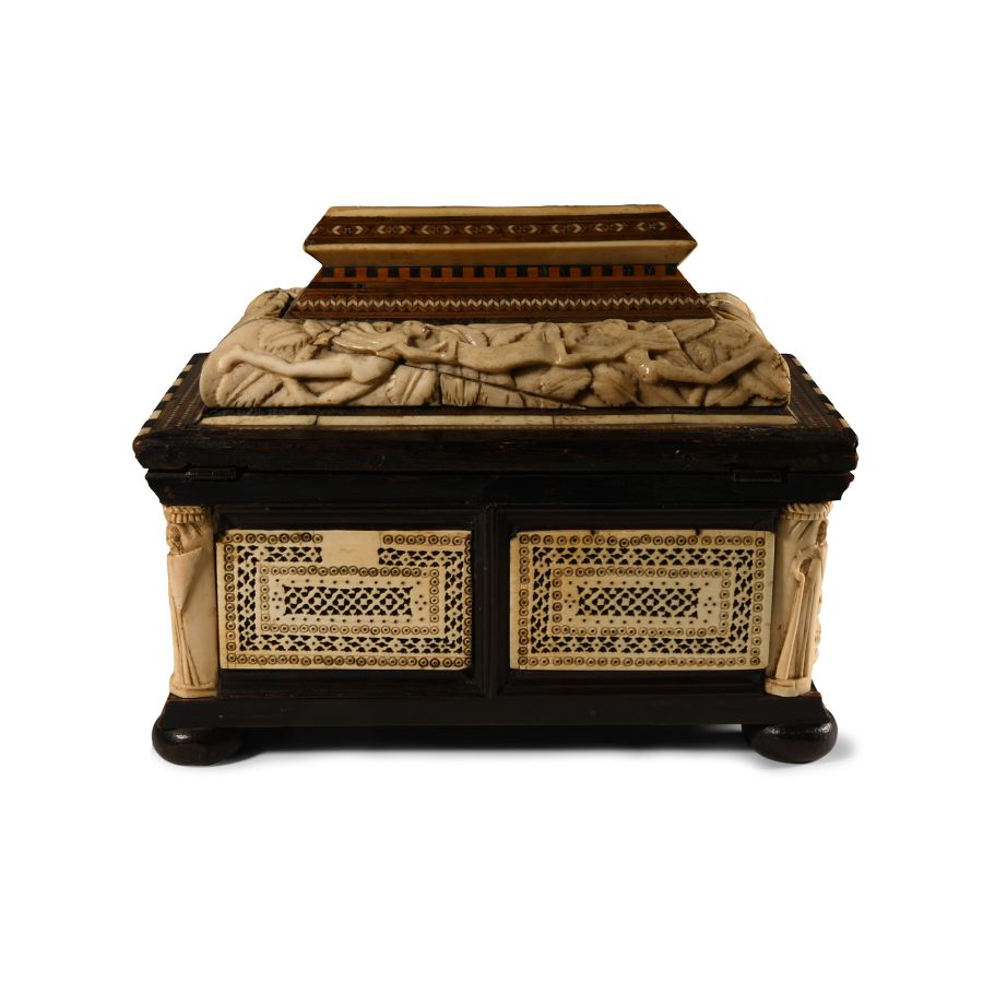 Medieval Carved and Bone-Inlaid Casket