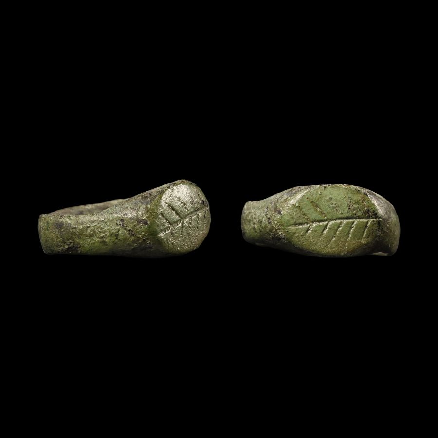 Roman Bronze Ring with Palm Branch